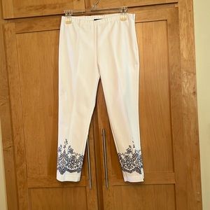 Karen Kane Lace Print Pant in White